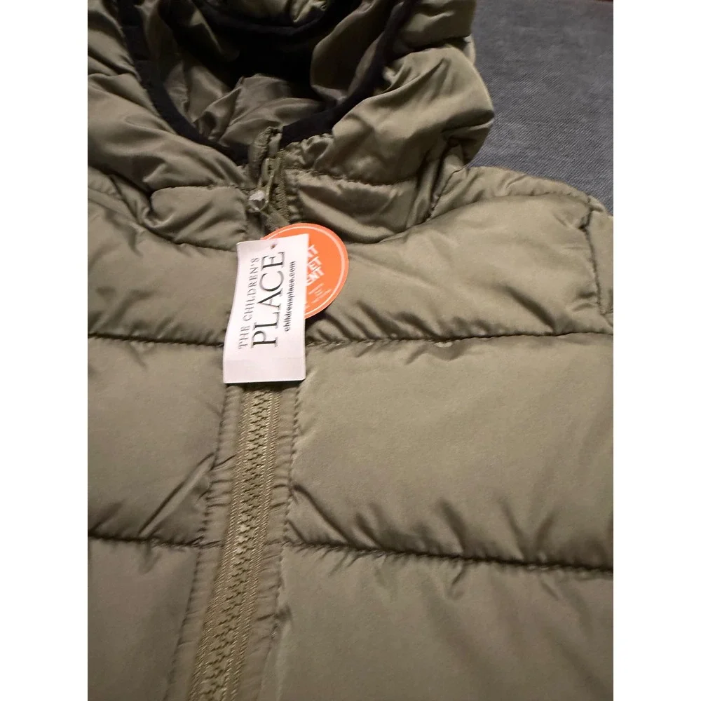 The Childrens Place Toddler Puffer Jacket Olive Green Water Resistant 2T 3055265